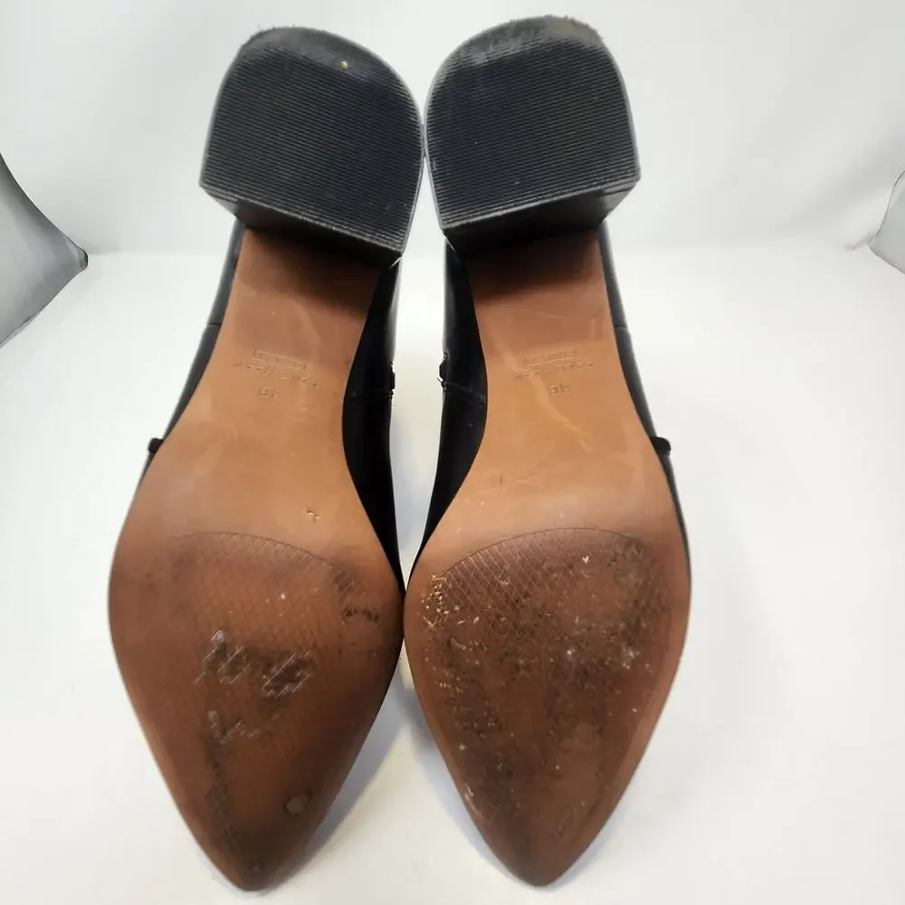 Cole Haan Ettie Buckle Black Leather Ankle Boots Women Size 8B Pointed Toe Zip